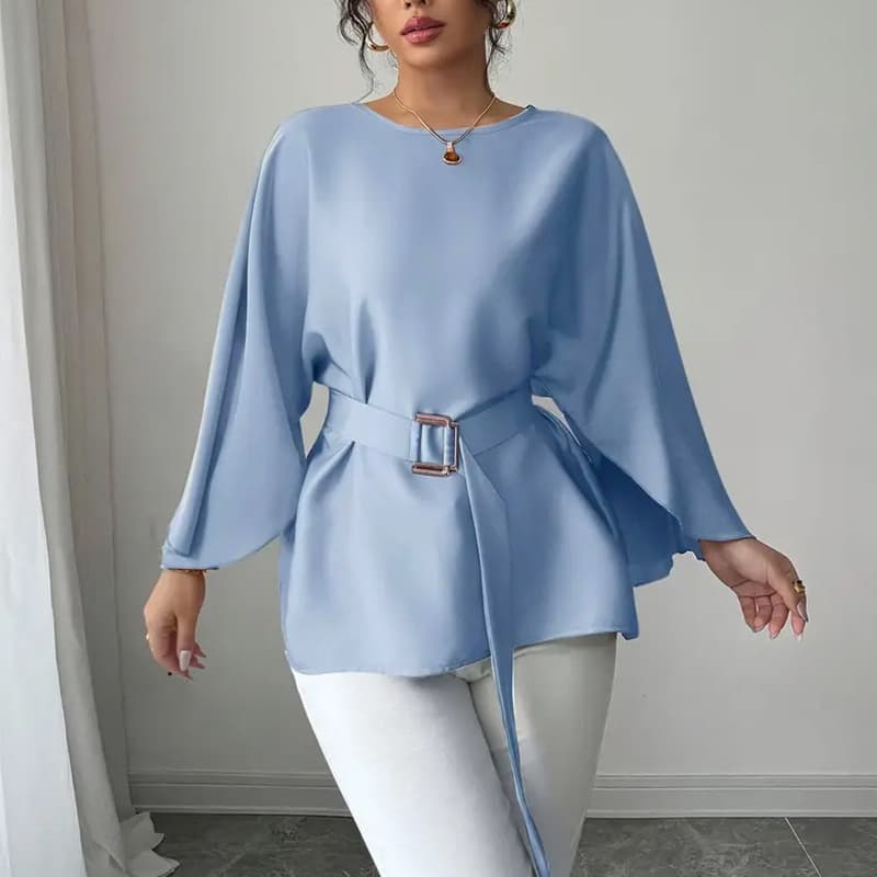 Solid Color Shirt Flared Half Sleeve Women's Clothing