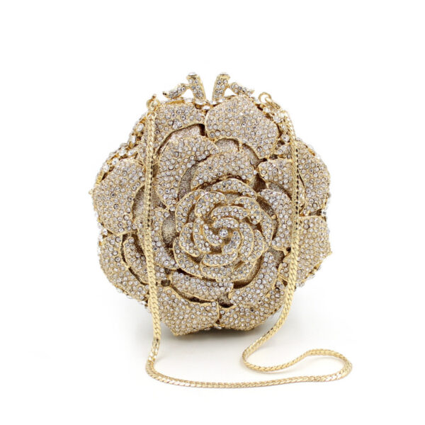 BL011 Rose Luxury Rhinestone Bag Hollow Metal Crystal Dinner Bag Foreign Trade Diamond Bag Lady Clutch Bag