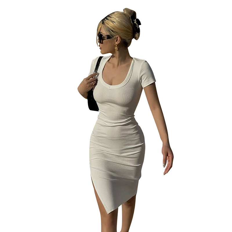 Hip hugging skirt and slit dress