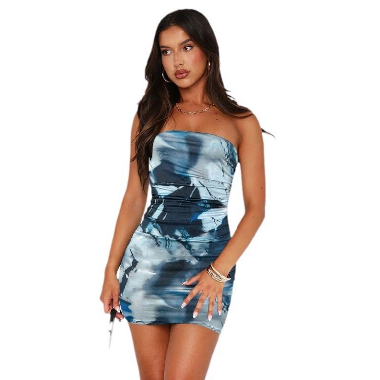 Women's One-Shoulder Strapless Waist-Cinched Bodycon Dress Wear