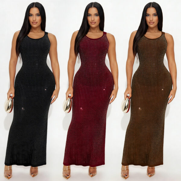 Robe réversible sexy taille haute à strass pour femme