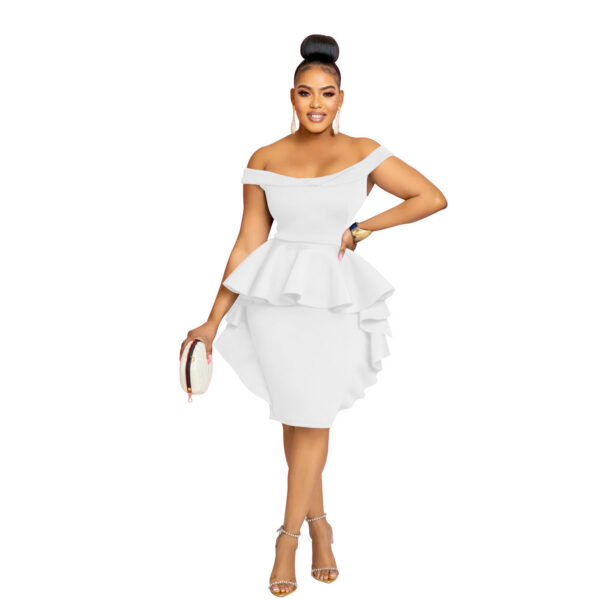 Robe mini sans manches à volants unie pour femme