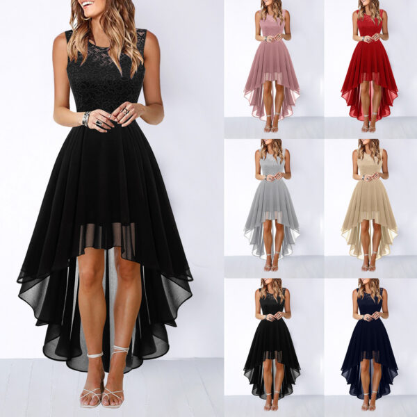 European and American 2023 spring and summer new Amazon cross-border foreign trade hollow waist chiffon dress evening lace dress