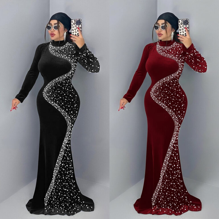 Robe élégante en velours ornée pour femme, robe de cocktail chic et tendance